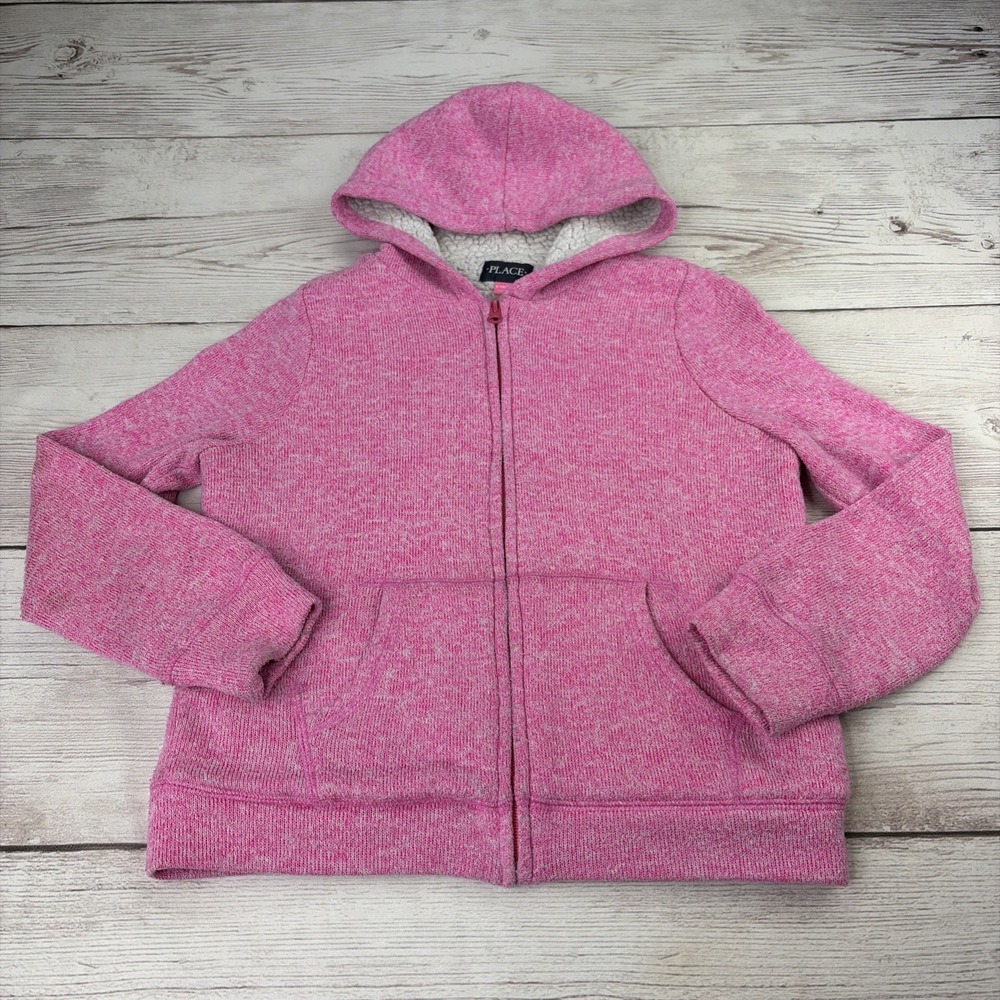 The Children's Place Girl's L 10/12 Pink Hooded Fleece Jacket Coat Full Zip
